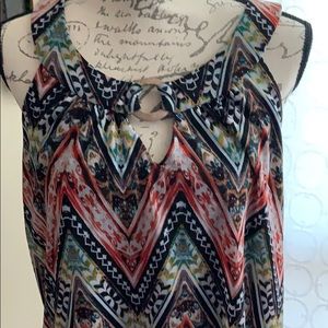 Multi colored layered blouse with cut out